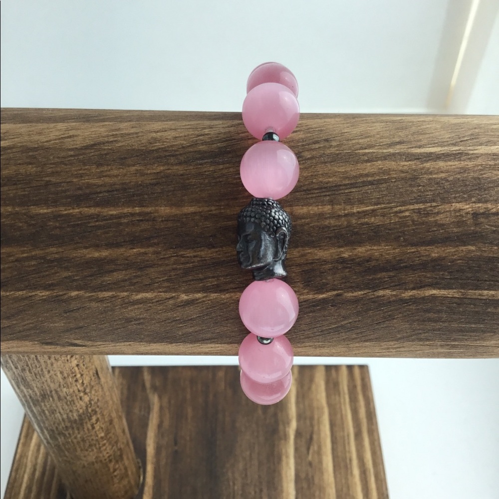 No longer available! Soul Satisfied pink cat’s eye Buddha bracelet!